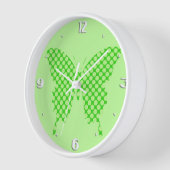 Horloge Papillon, points rétro, nuances vert citron (Angle)