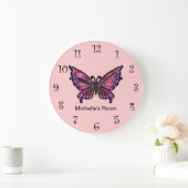 Horloge papillon rose (Maison)