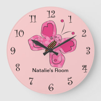 Horloge papillon rose