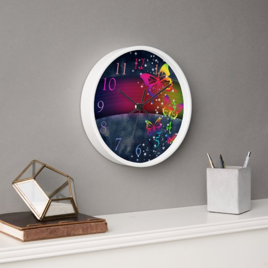 Horloge Papillons des arcs-en-ciel n (Bureau)