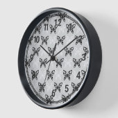 Horloge Papillons noirs et blancs (Angle)