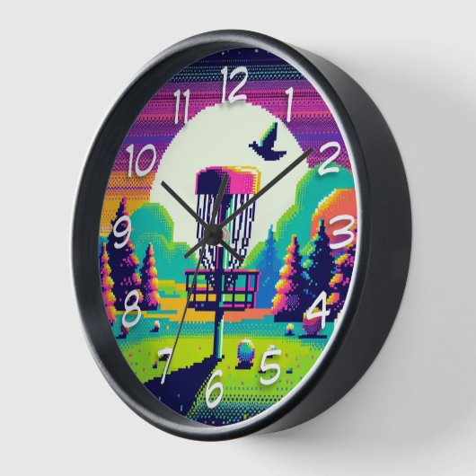 Horloge Parcours de golf Pixel Art Disk (Angle)
