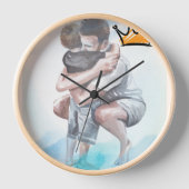 Horloge Parcourue Arrondi Cadre en bois naturel (Recto)