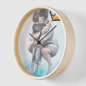 Horloge Parcourue Arrondi Cadre en bois naturel (Angle)