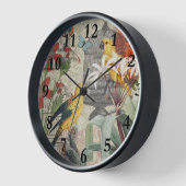Horloge Parrot Jaune Tropical Antique Fleur (Angle)