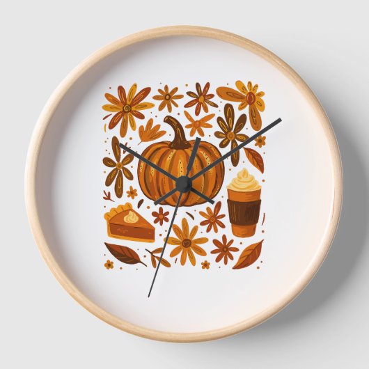 Horloge Parties scintillant Automne Floral Citrouille Than (Recto)
