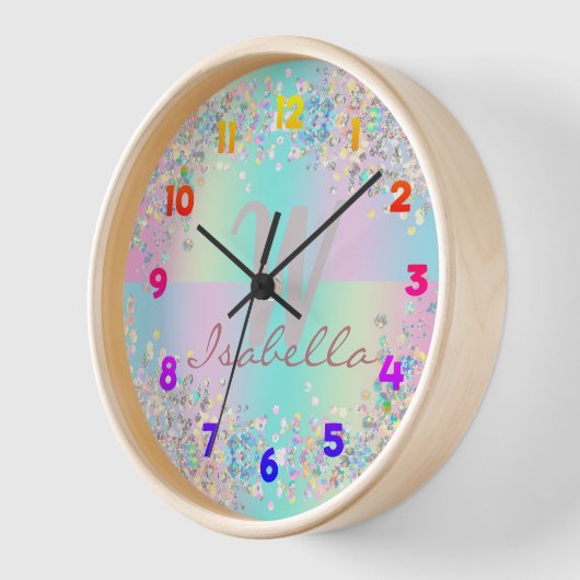 Horloge Parties scintillant holographique Unicorn (Angle)