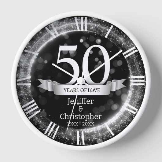 Horloge Parties scintillant noire argent Modifier année Ma (Recto)