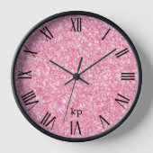 Horloge Parties scintillant rose Faux Chiffres romains noi (Recto)