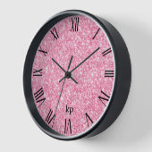 Horloge Parties scintillant rose Faux Chiffres romains noi (Angle)