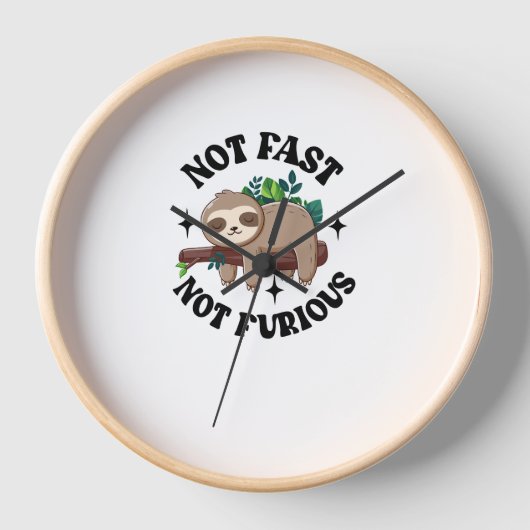 Horloge Pas Rapide Pas Furieux Drôle Mignonne Sleepy Sloth (Recto)