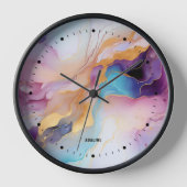 Horloge Pastel couleurs fluides abstrait monogramme modern (Recto)
