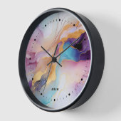 Horloge Pastel couleurs fluides abstrait monogramme modern (Angle)