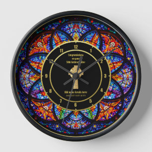 Horloge Pasteur Priest Cabinet Anniversary Stained Glass