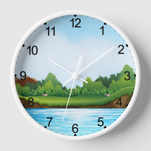 Horloge Paysage bleu ciel vert-10826