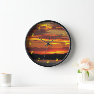 Horloge Paysage Dramatique Orange Sunset