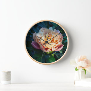 Horloge Peach Peony, Flower Photography