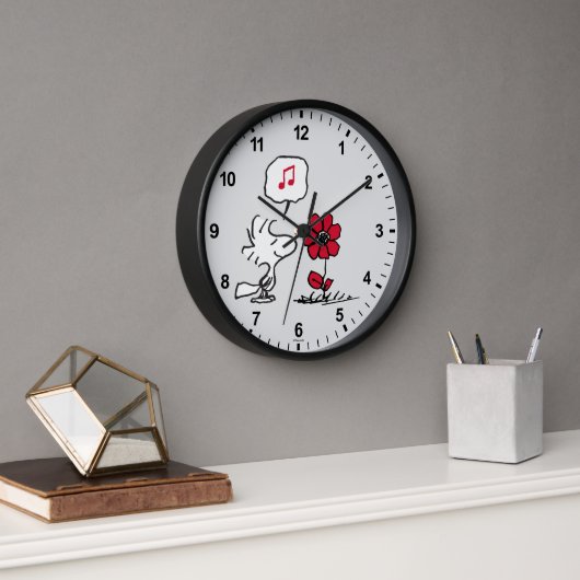 Horloge PEANUTS | Motif rouge et noir (Bureau)