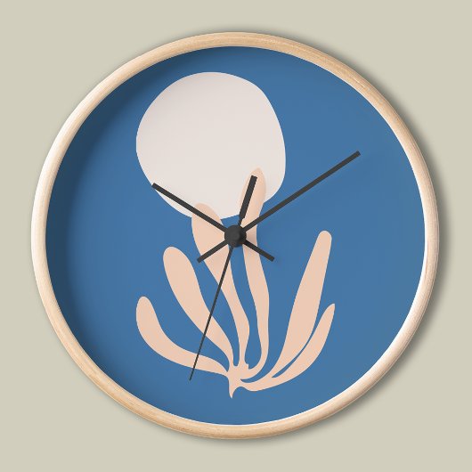 Horloge Pêche inspirée de Matisse et découpe de feuille bl