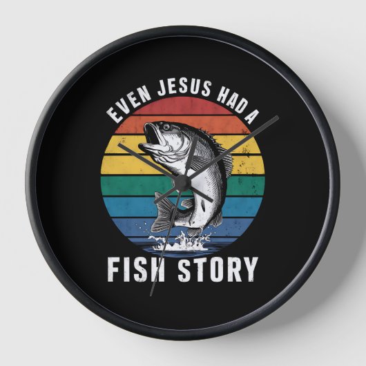 Horloge Pêche Même Jésus Avait Poisson Histoire Basse Pois (Recto)