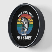 Horloge Pêche Même Jésus Avait Poisson Histoire Basse Pois (Angle)