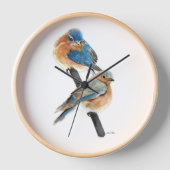 Horloge Peinture à l'aquarelle en couple de bleu (Recto)