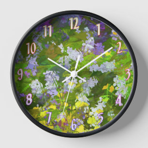 Horloge Peinture à l'impasto de fleurs sauvages - Art flor
