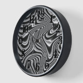 Horloge Peinture à marbrage à fluide noir et blanc (Angle)