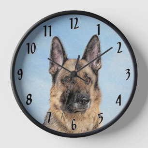Horloge Peinture berger allemande - jolie art original chi