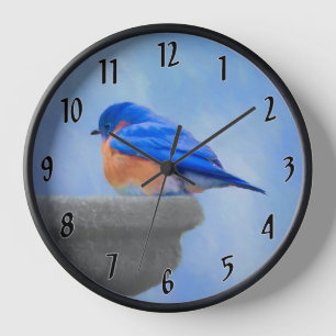 Horloge Peinture Bluebird - Art Original d'Oiseau
