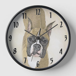 Horloge Peinture Boxer - Art Original de Chien Mignon