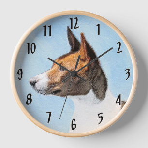Horloge Peinture de Basenji - Art Original Mignon