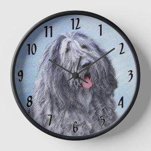 Horloge Peinture de Berger Bergamasque - Chien Original Mi