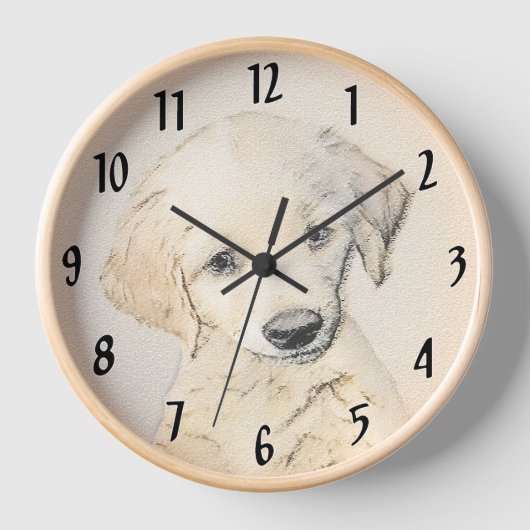 Horloge Peinture de chiot d'or Retriever - Art de chien or (Recto)