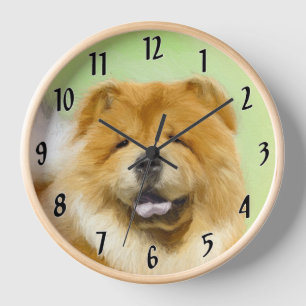 Horloge Peinture de Chow Chow - Art Original de Chien Mign