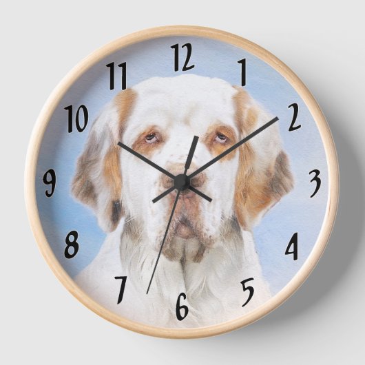 Horloge Peinture de Clumber Spaniel - Art original de chie (Recto)