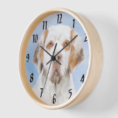 Horloge Peinture de Clumber Spaniel - Art original de chie (Angle)
