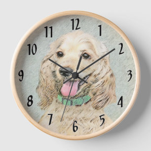 Horloge Peinture de Cocker Spaniel Buff - Art de chien ori