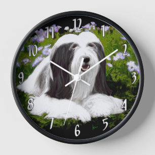 Horloge Peinture de Colley barbu - Art original de chien m