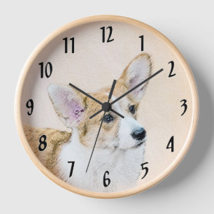 Horloge Peinture de Corgi Gallois de Pembroke - Art Canin