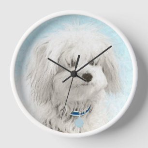 Horloge Peinture de Coton de Tuléar - Art de chien origina