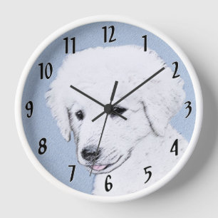 Horloge Peinture de Kuvasz - Art de chien original mignon