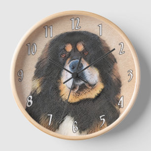 Horloge Peinture de Mastiff Tibétain - Art Original de Chi