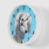 Horloge Peinture de Saluki (Argent) - Joli art original de (Angle)
