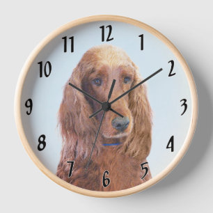 Horloge Peinture de Setter irlandais - Joli art original d
