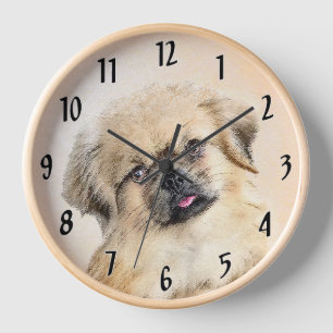 Horloge Peinture de Spaniel Tibétain - Art Original de Chi