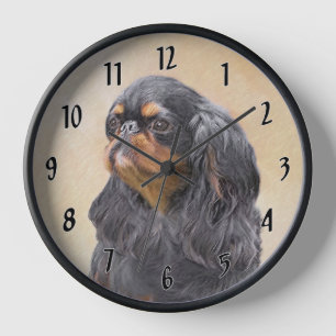 Horloge Peinture de Spaniel Toy Anglais Art Animalier Orig