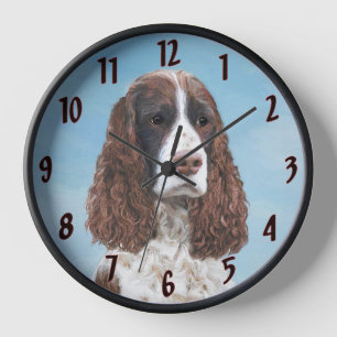 Horloge Peinture de Springer Spaniel Anglais, Art Original