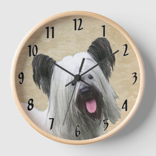 Horloge Peinture de Terrier Skye - Drôle d'Art Original de