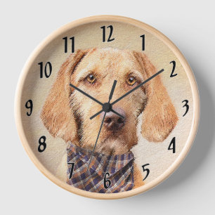 Horloge Peinture de Vizsla à poil dur - Art original de ch